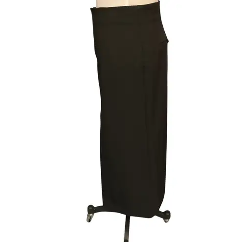 Elodie High Waisted Front Slit Long Casual Pencil Maxi Skirt Black Size Large