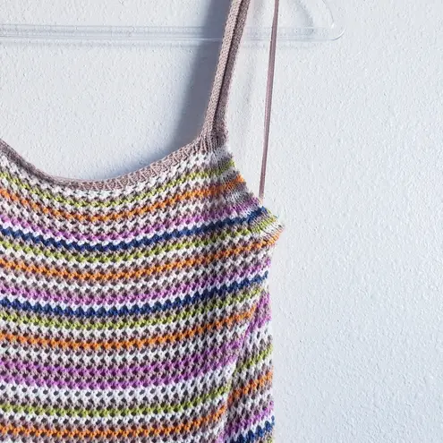 Olive & Oak Pastel Striped Crochet Knit Mini Dress