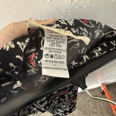 Vintage New Frontier Skirt Top Set Vintage Large Paisley Floral Rayon Western Black