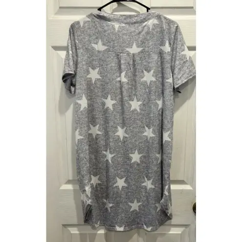 EKOUAER Sleep‎ Shirt Night Gown Button Front Womens Medium Stars Oversized
