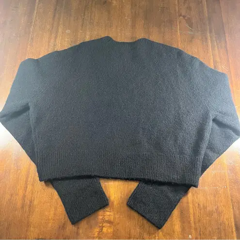 ALLSAINTS Women’s Black Cropped Wool Blend Knit Crewneck Sweater Size L NEW