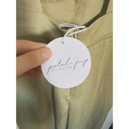 Petal and Pup NWT Minimalist Short Sleeve Bow Jumpsuit Size 6 Taupe Preppy Boho