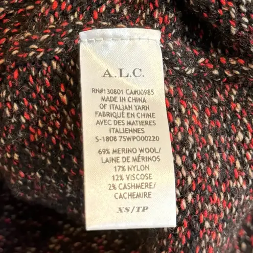 ALC Frank A.L.C. Morrison Marled Merino Wool Blend Sweater XS Cherry Red Black Relaxed Fit