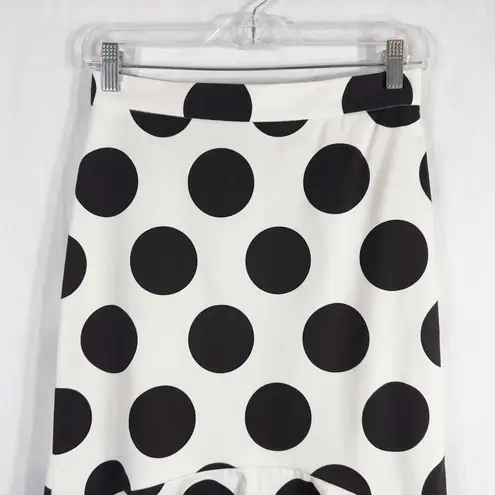 Maeve Anthropologie Size 2 Skirt Trumpet Black White Polka Dot Knee Length 437