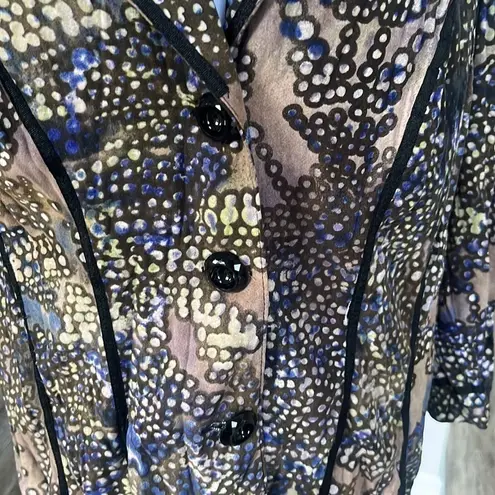 Alberto Makali Vintage Abstract Print 3/4 Sleeve Blazer Jacket. Size XL velvet