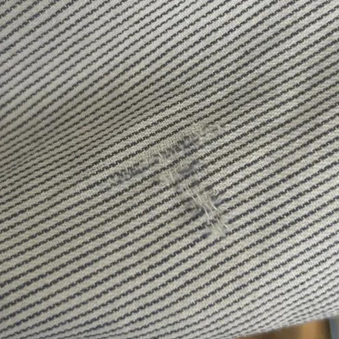 Free People  Patchwork Distressed Striped Long Sleeve Button Up Shirt Women Large