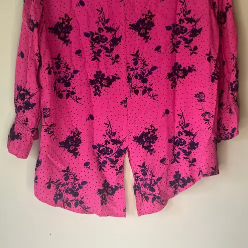 Sanctuary  Pink / Blue 1/2 Sleeve Floral Blouse Size Large