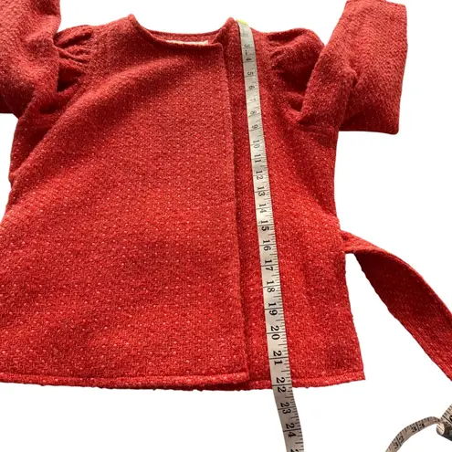 Marie Oliver Jonna Wool Coat Orange Red Tweed Tie Jacket Cropped XS X-Small