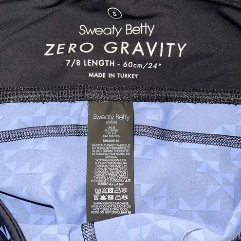 Sweaty Betty Womens Geo Print Zero Gravity 7/8 Hi-Rise Leggings Blue Black Small