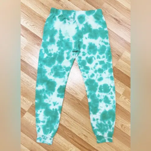 New MONROW Tie Dye Supersoft Jogger Sweats Sweatpants Green Blue Size XS X