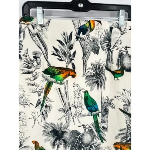 Catherine Malandrino Bird Tropical Print Pencil Skirt Size 6 Career Art to Wear