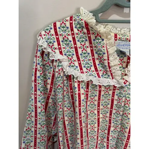 Lanz of Salzburg Cotton Flannel Tyrolean Nightgown Sz M Red Size M