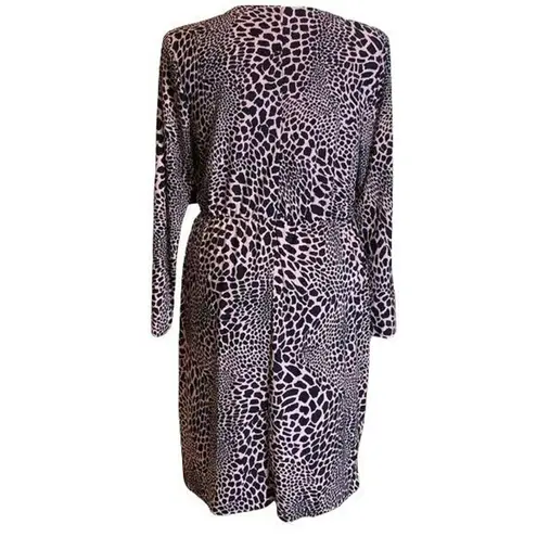 Alfani Womens Stretchy Animal Cheetah Print Sheath Dress Pink Black Large NWT