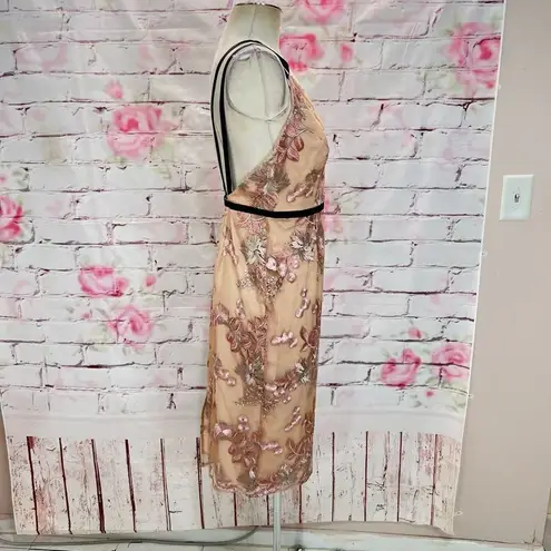 ASOS  Strappy Backless Floral Embroidered Pencil Nude Midi Dress Sz 6 NWT