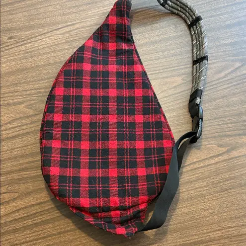 KAVU Red Black Plaid Rope Bag Americana Sling Backpack Crossbody