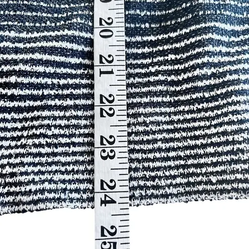 Ming Wang Black White Ombre Striped Metallic Knit Cardigan Sweater Size Large