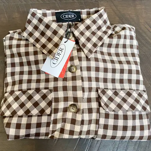 Cider Brown Check Home Long Sleeve Top SZ S NWT