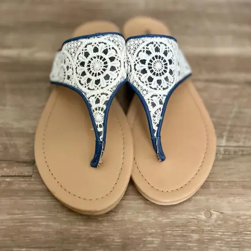 Sonoma  Blue & White Embroidered Sandals for Women, Size 11