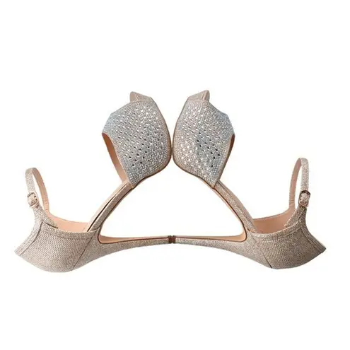 De Blossom Collection Size 10 Glitter Rhinestone Platform Stiletto Heels Sandals