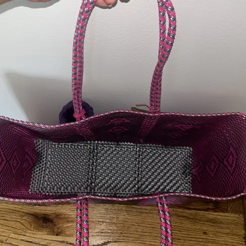 Waterproof Beach tote basket magenta and silver Purple