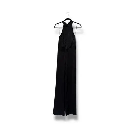 MISA Los Angeles MISA Xandra Elegant Black Halter Neck Wide Leg Jumpsuit Evening Formal Party