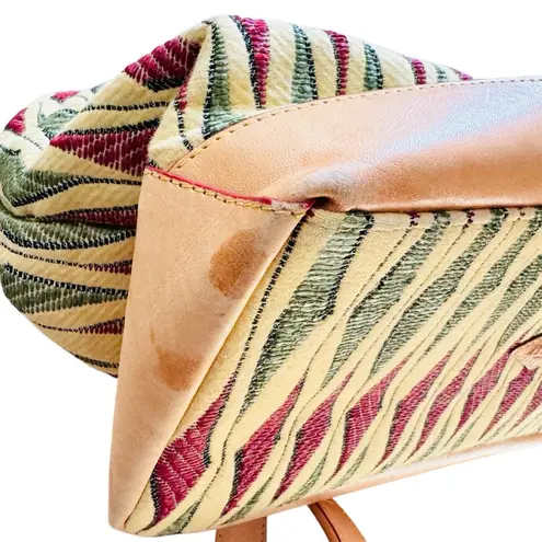 MZ Wallace super RARE vachetta leather handles and trim Tan red Patterned bag