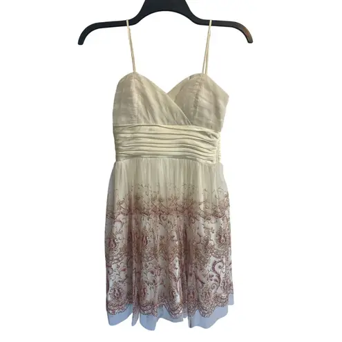 Morgan & Co Women's Size 2 White Embroidered Baby Doll Mini Dress Prom Night Out