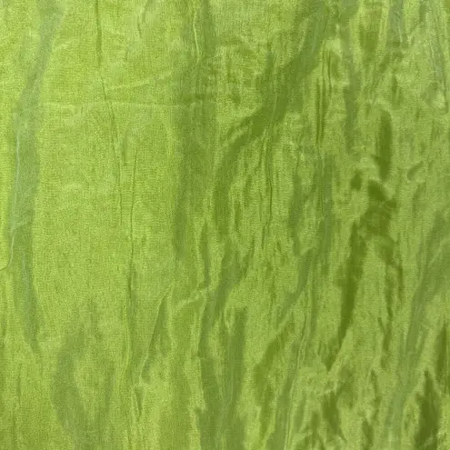 Worth Blouse Top Medium Green Silk Blend Crinkle Button Up 3/4 Scrunch Sleeve M