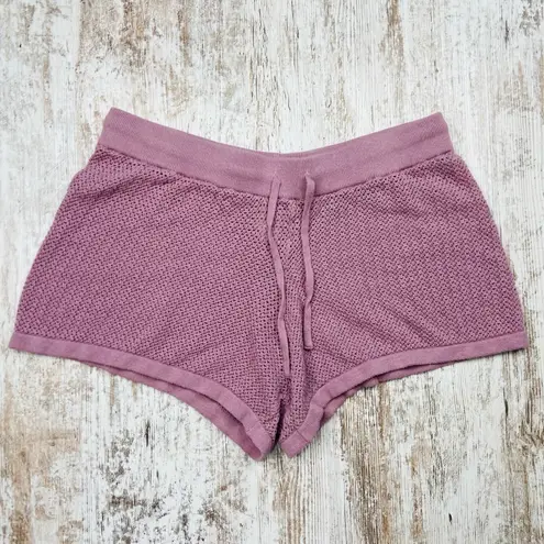 Pact Women's Beachside Linen Crochet Short Lavender Sz Large LIKE NEW!