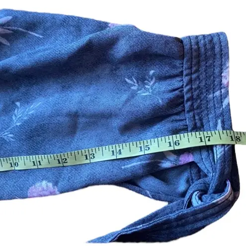 Caslon Tie Sleeve Gray and Pink Floral Blouse Size 2X