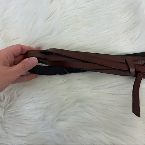 Genuine Leather Braided Wrap Detail Brown Belt Size XL