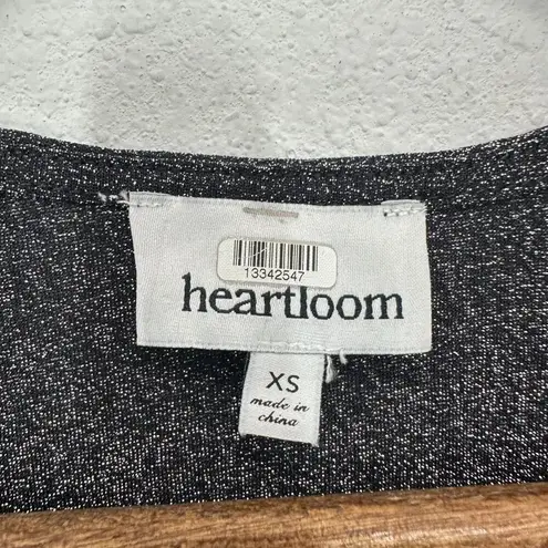 Heartloom Silver Drapey Wrap Blouse Shimmer Blouse Size XS Party Chic