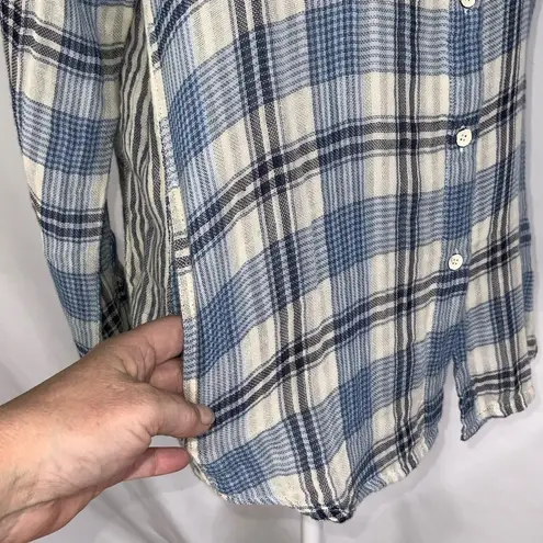 Velvet By Graham & Spencer Long Sleeves Blue Plaid Shirt With Pockets Small NWT