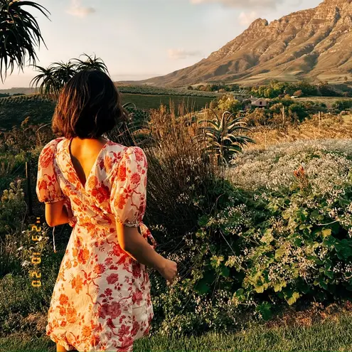 Like new THE VAMPIRE’S WIFE Red Floral Wrapsody Mini Dress Size XS