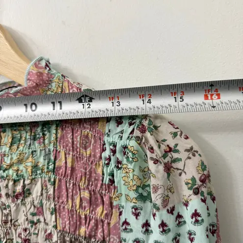 NEW Gigio USA Small Patchwork Smocked Top Cute Coquette Cottagecore Maximalism Pink