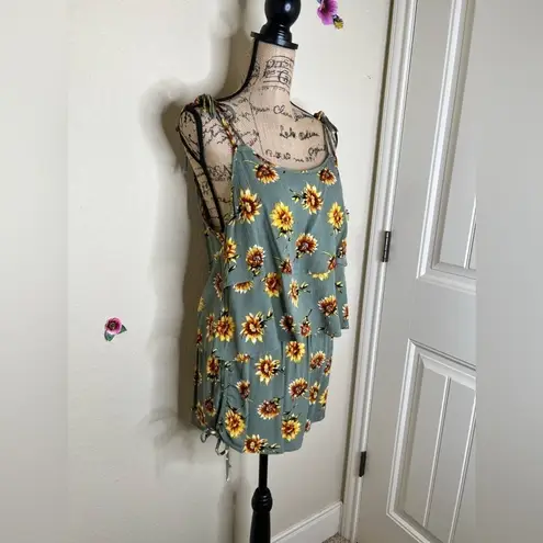 Military Hippie Sunflower Tank Top Short Set