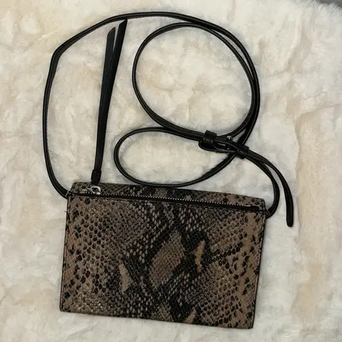 ALLSAINTS Claremont Crossbody Leather Bag Snakeskin Print w Chain Strap
