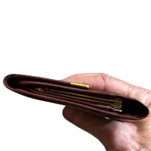 Cartier Paris Burgandy Calfskin Vintage Wallet, Kisslock Coin Compartment. COA