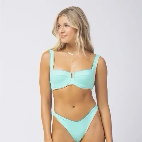 l*space NEW L* Pointelle Rib Camellia Bikini Top & Arlo Bikini Bottom Pool Swimsuit