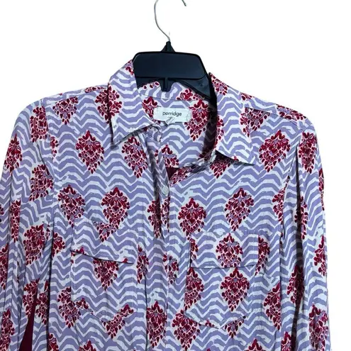 Porridge Anthropologie Top Small Multicolor Mixed Media Boho Medallion Button Up