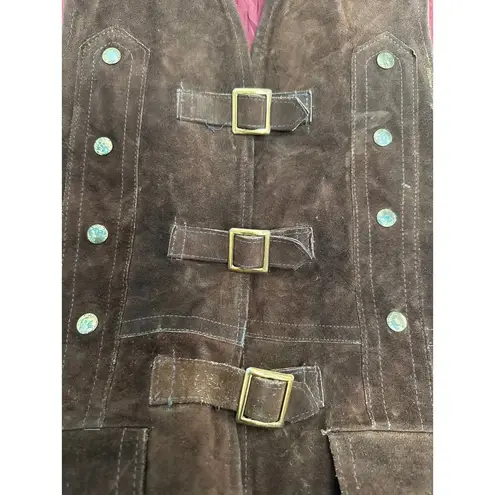 Vintage EL TORO leather Suede buckle closing brown long vest medium