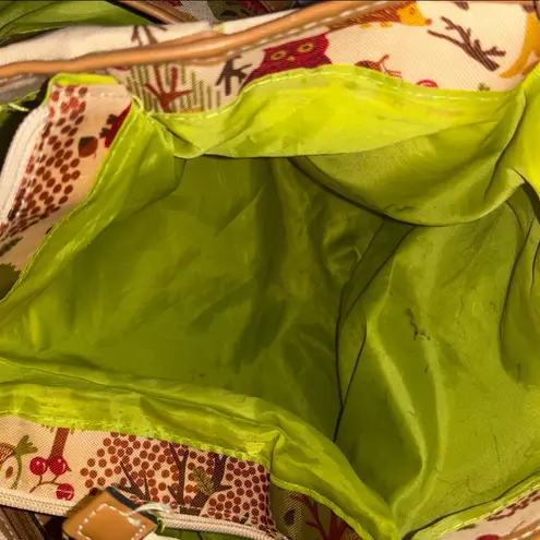 Lily bloom MULTI POCKETED TOTE COLORFUL AND BRIGHT FOREST OWL DESIGN PRELOVED