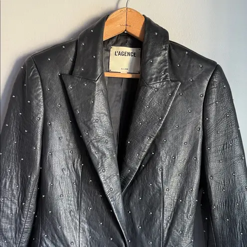 L'Agence Montegoi Studded Leather Blazer 0
