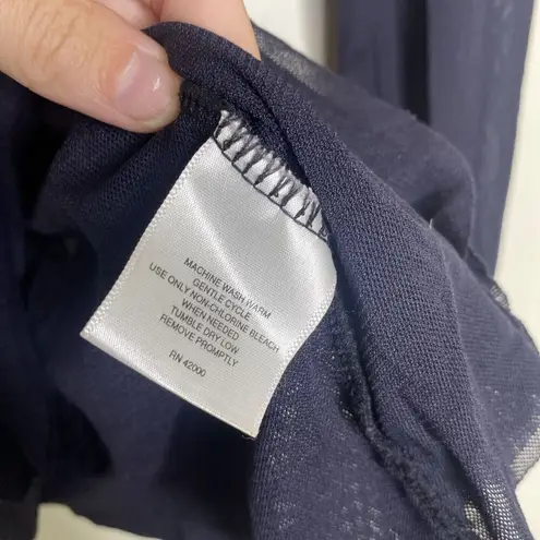 Attention Navy Blue Mesh Long Sleeve Ruched Off Shoulder Top Size Medium