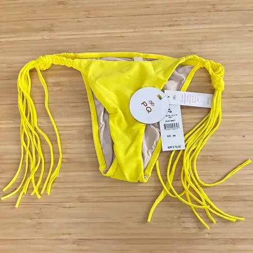 PilyQ PQ Swim Mila Tie Teeny Bikini Bottoms in Sunshine, Size Medium