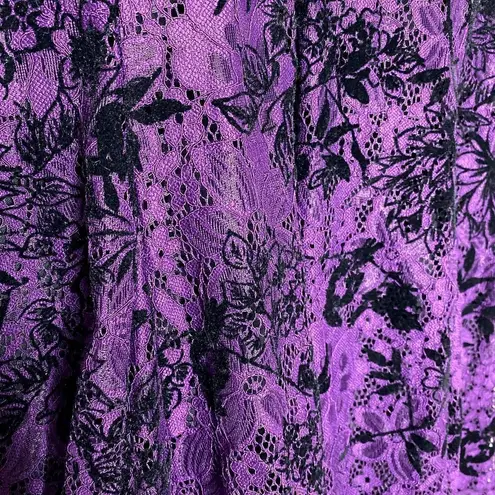 Danny & Nicole Floral Lace Velvet Fit & Flare Dress Purple Black Halloween 8
