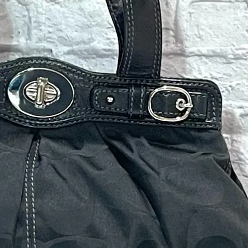 Coach  Black Signature Logo Handbag Satchel Purse Bag