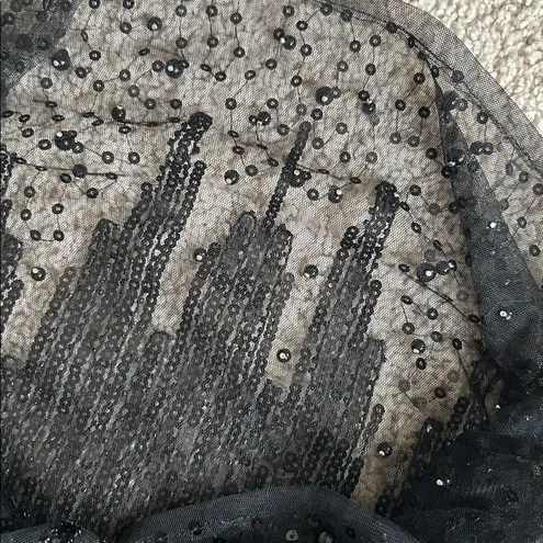 Black Sequin Sheer top with cami set. S