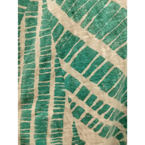 Woman Within  Size 18/20 Green White Geometric Asymmetric Hem Tunic Top