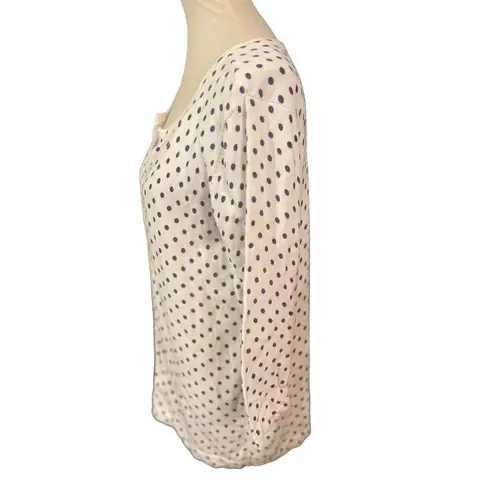 Laura Scott Lightweight White with Black Polka Dots Long Sleeve 100% Cotton Card